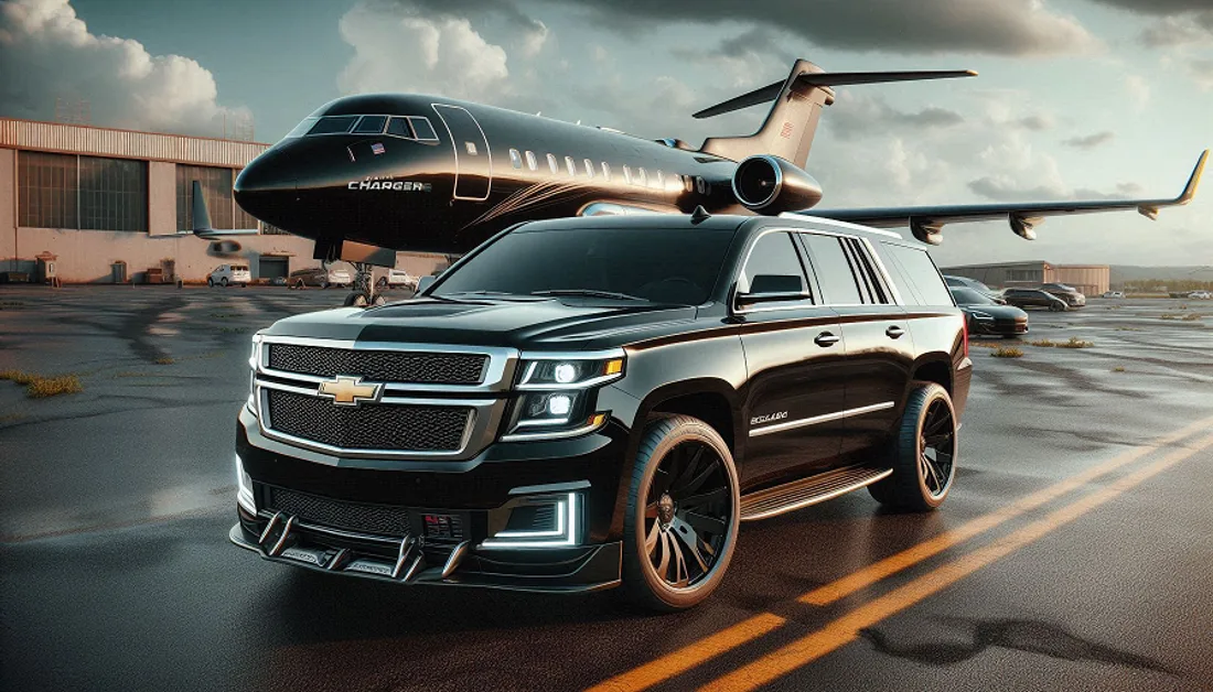 Luxury black SUV airport limousine